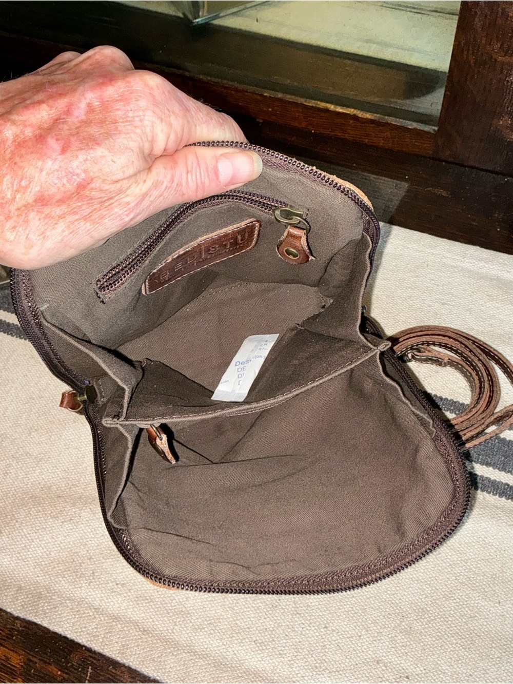 NWOT Bed Stu Leather Ventura Clutch Crossbody Belt Bag Teak Rustic Retail $155 - Picture 11 of 13